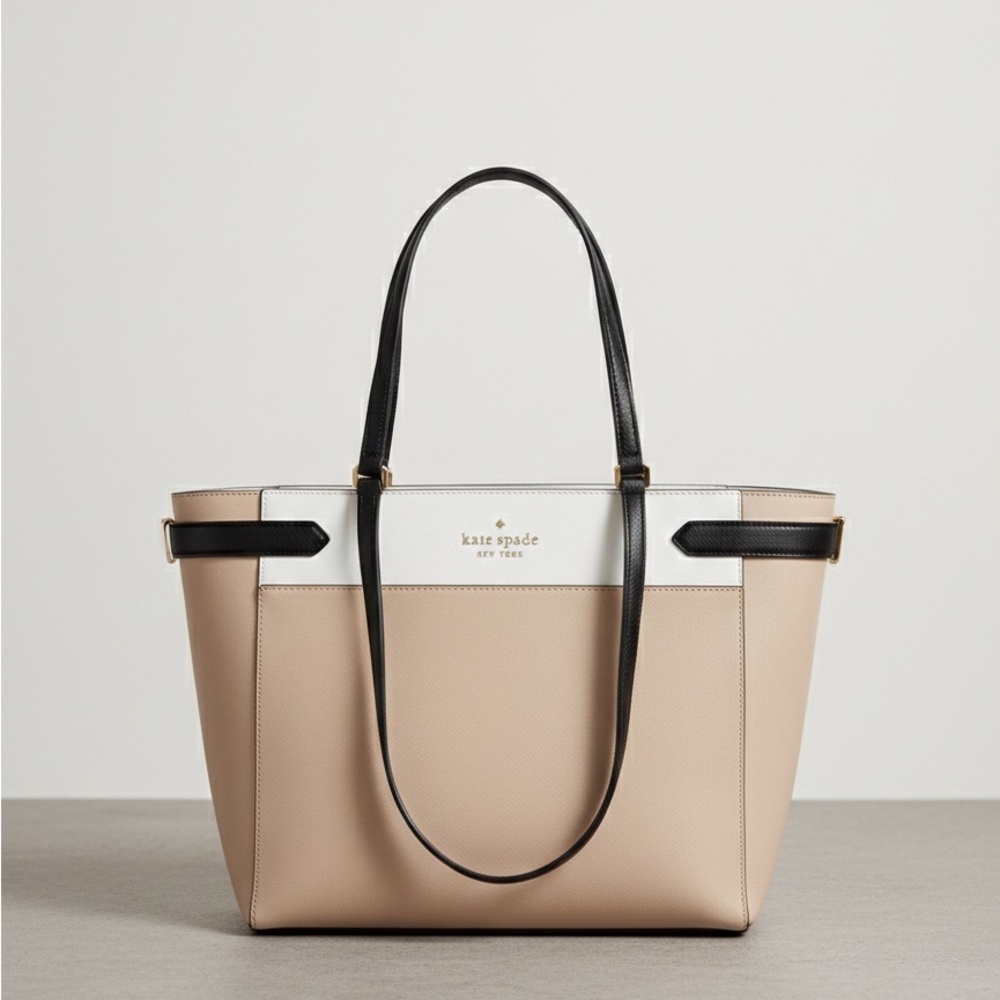 Kate Spade Beige and Black Tote Bag and Kate Spade Notebook